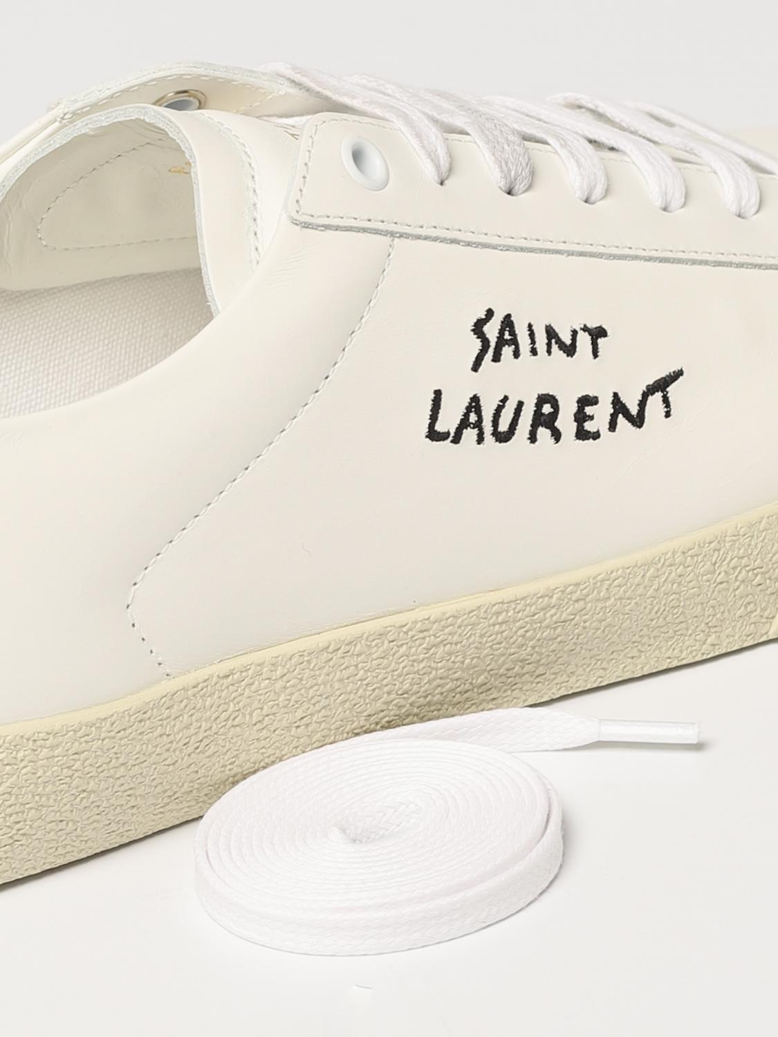 SAINT LAURENT SNEAKERS: Saint Laurent sneakers in smooth leather with embroidered logo, White - Img 4