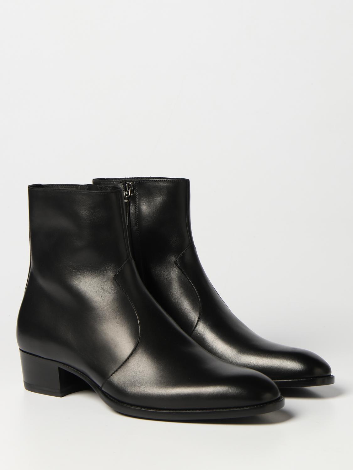 Saint Laurent Wyatt leather ankle boots with zip - Black