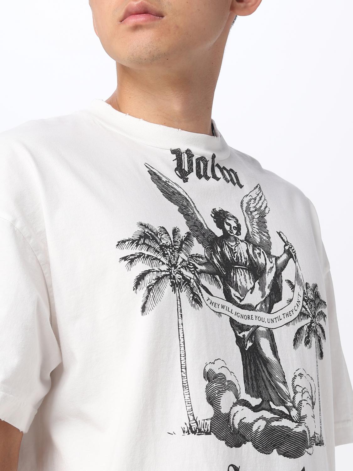 Palm Angels cotton t-shirt with print - White | PMAA072F23JER003
