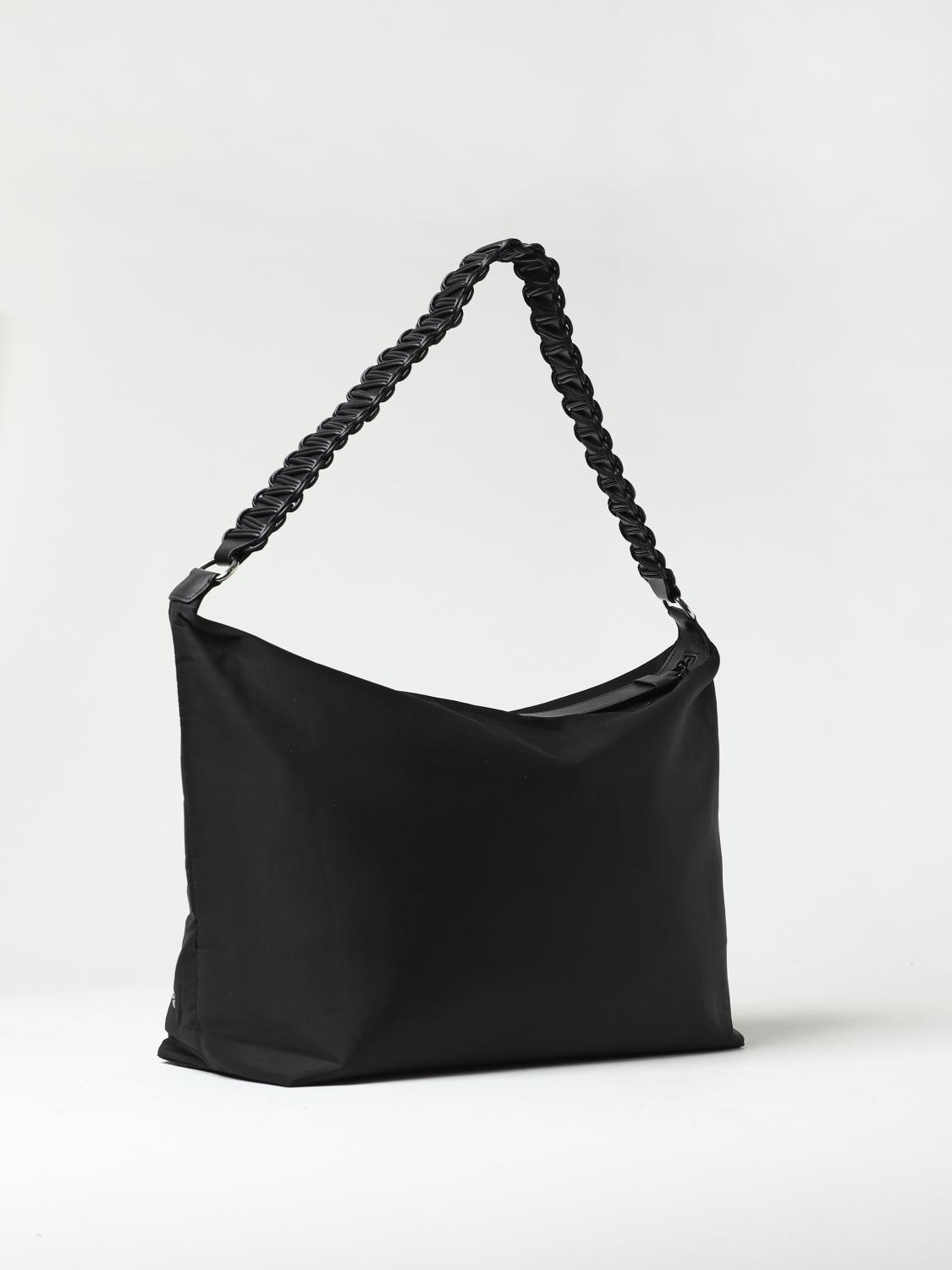 KARA BORSA A SPALLA: Borsa Lattice Kara in nylon e pelle, Nero - Img 2