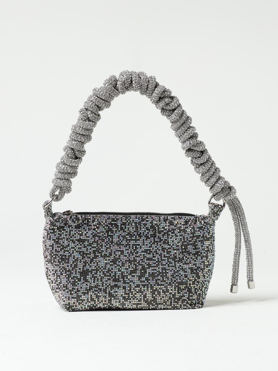 KARA BORSA A SPALLA: Borsa Kara in maglia metallica e strass, Nero - Img 1