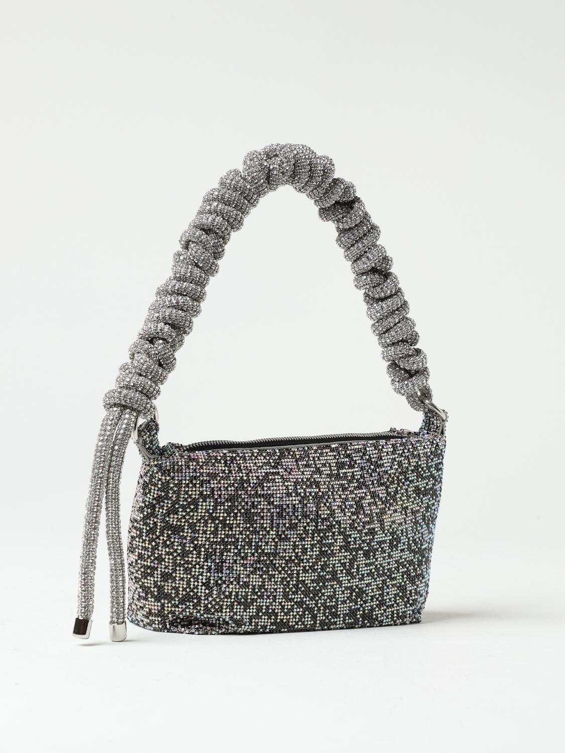 KARA BORSA A SPALLA: Borsa Kara in maglia metallica e strass, Nero - Img 2
