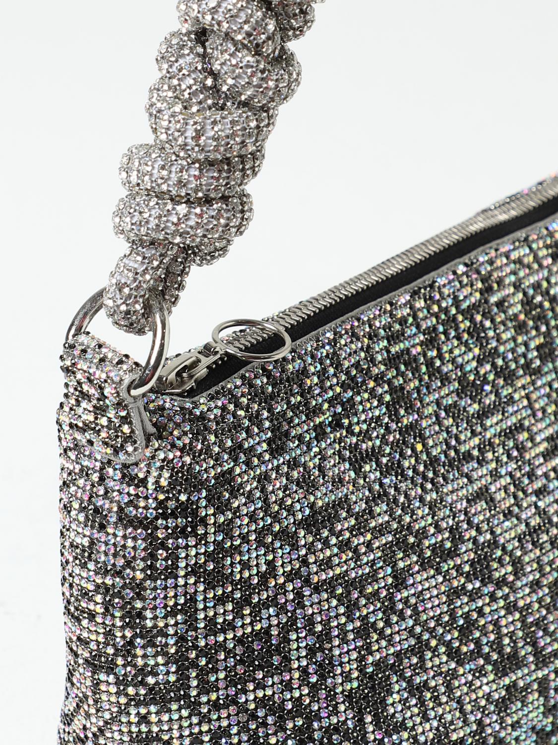 KARA BORSA A SPALLA: Borsa Kara in maglia metallica e strass, Nero - Img 3