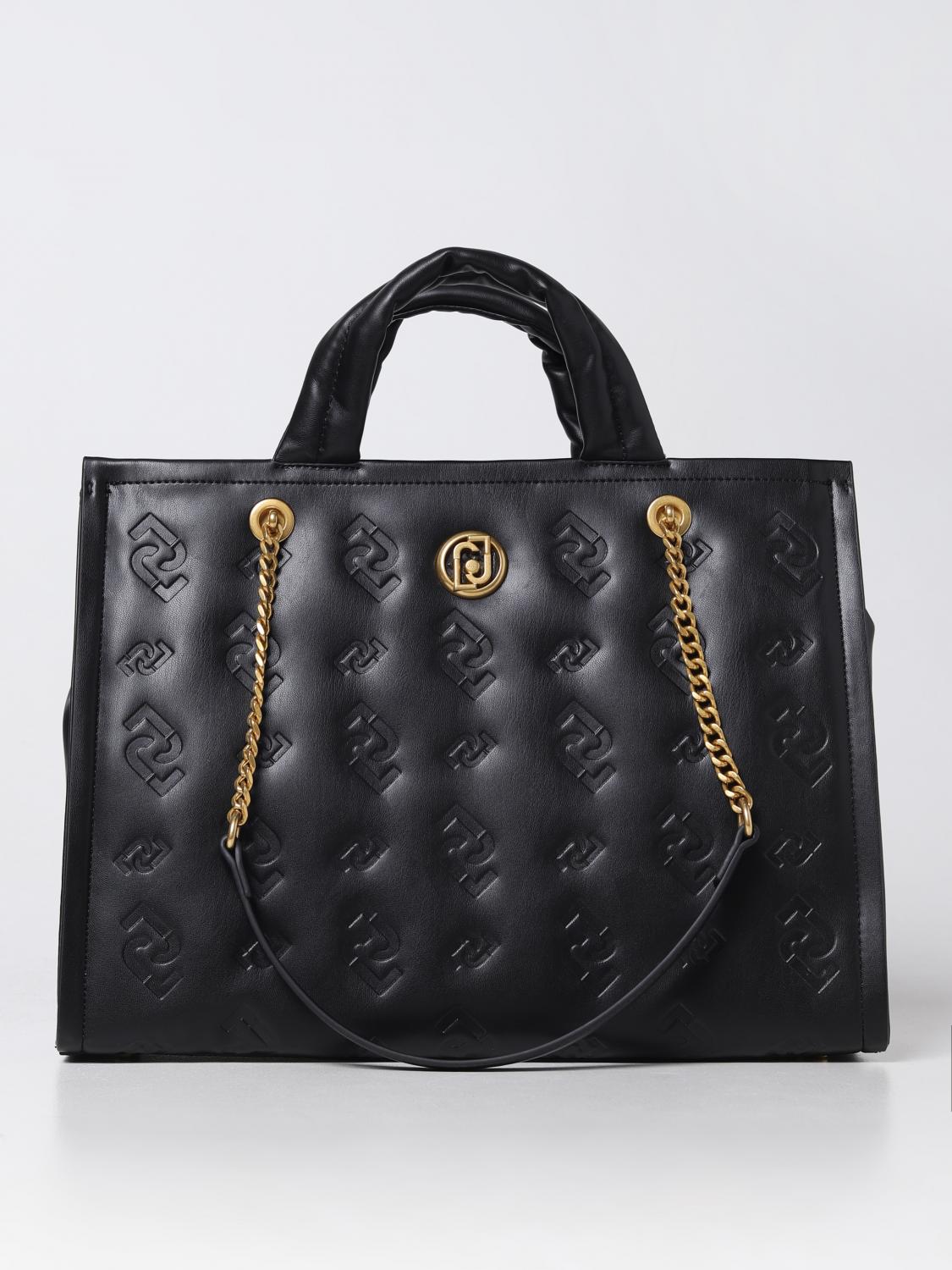 LIU JO BORSA TOTE: Borsa Liu Jo in nappa sintetica con motivo monogram, Nero - Img 1