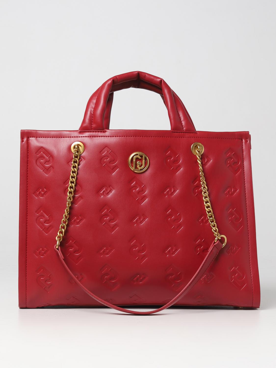 LIU JO BORSA TOTE: Borsa Liu Jo in nappa sintetica con motivo monogram, Rosso - Img 1