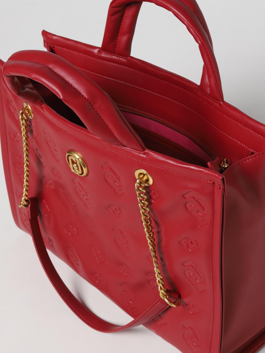 LIU JO BORSA TOTE: Borsa Liu Jo in nappa sintetica con motivo monogram, Rosso - Img 3