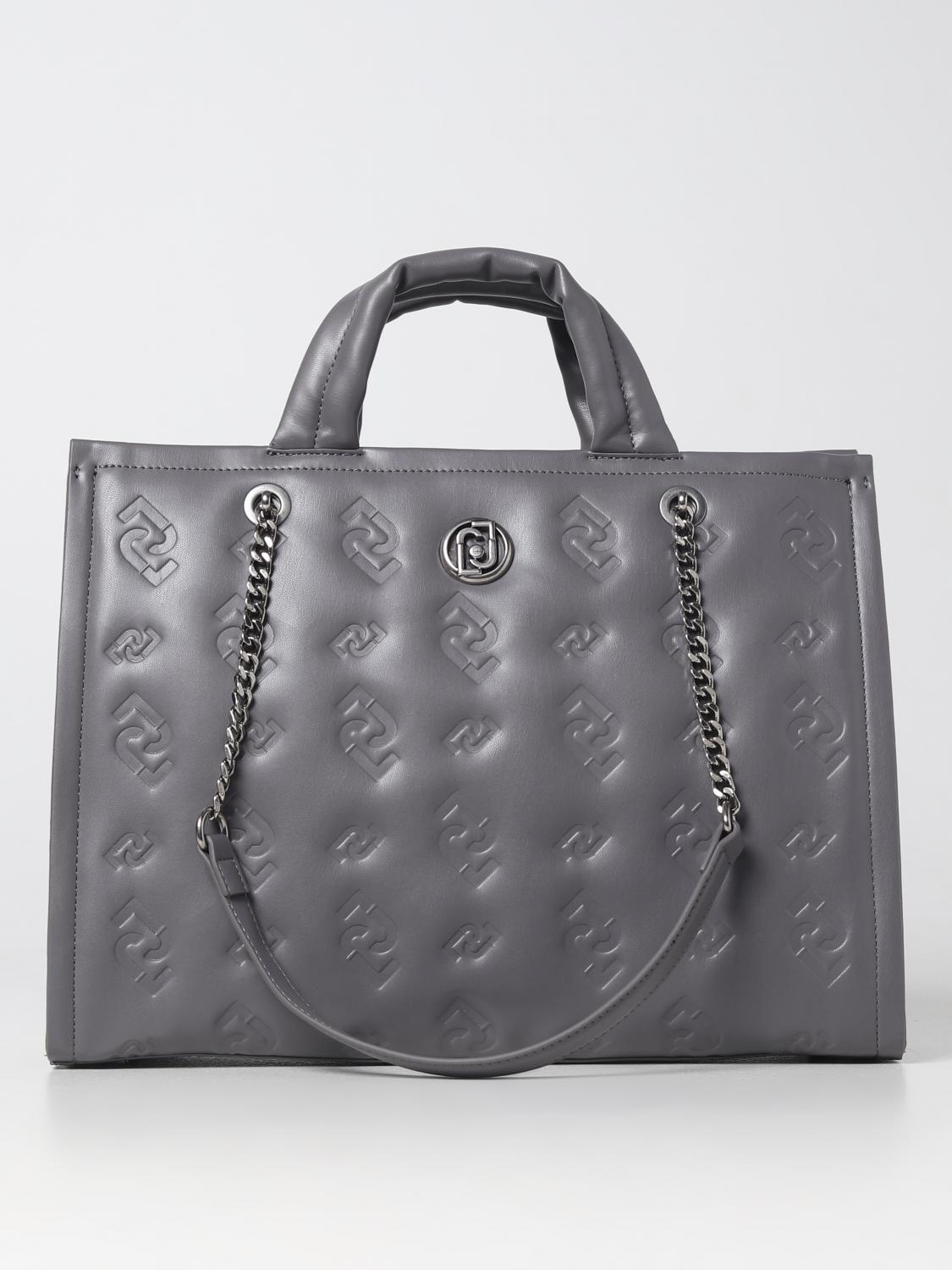LIU JO BORSA TOTE: Borsa Liu Jo in nappa sintetica con motivo monogram, Grigio - Img 1