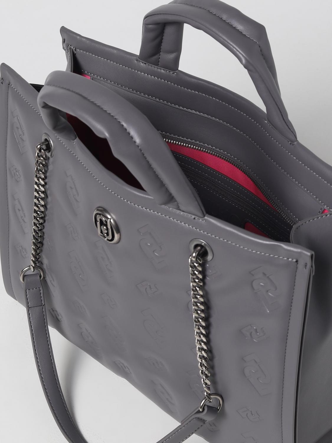 LIU JO BORSA TOTE: Borsa Liu Jo in nappa sintetica con motivo monogram, Grigio - Img 3