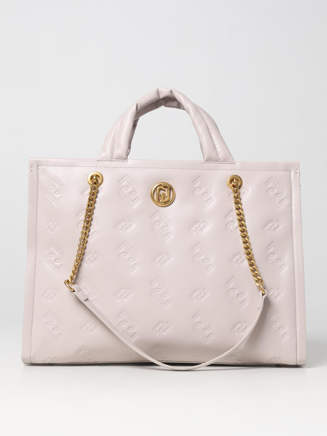 LIU JO BORSA TOTE: Borsa Liu Jo in nappa sintetica con motivo monogram, Beige - Img 1