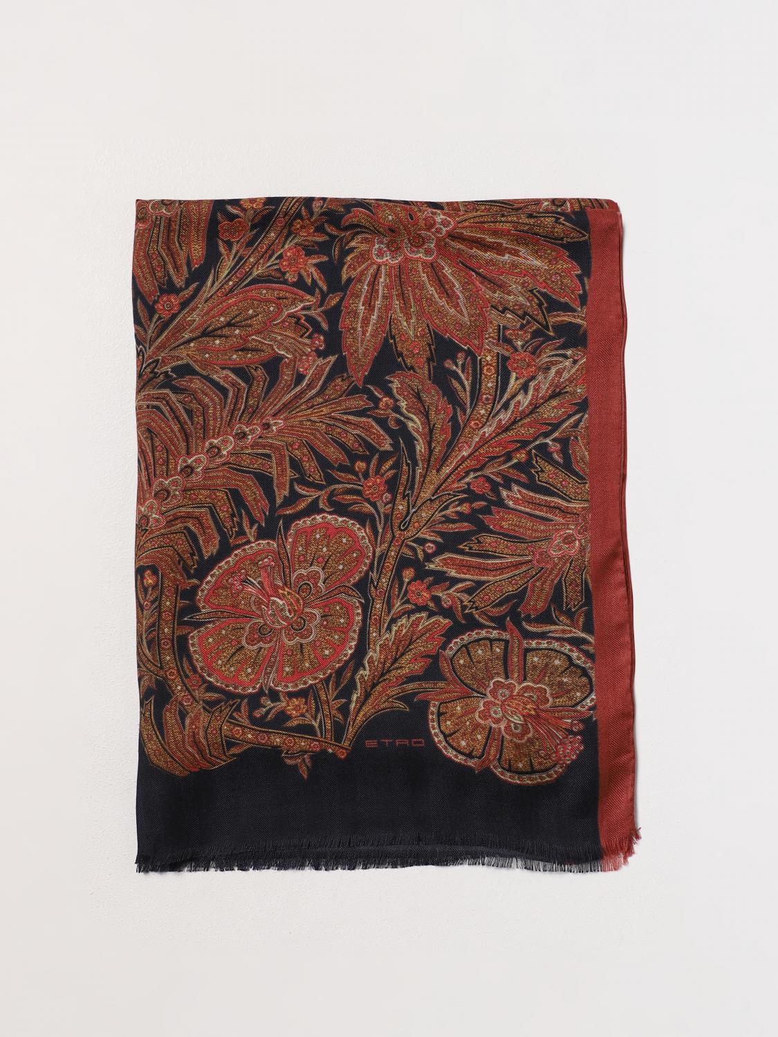 ETRO SCARF: Etro scarf in cashmere and silk with floral print, Multicolor - Img 1