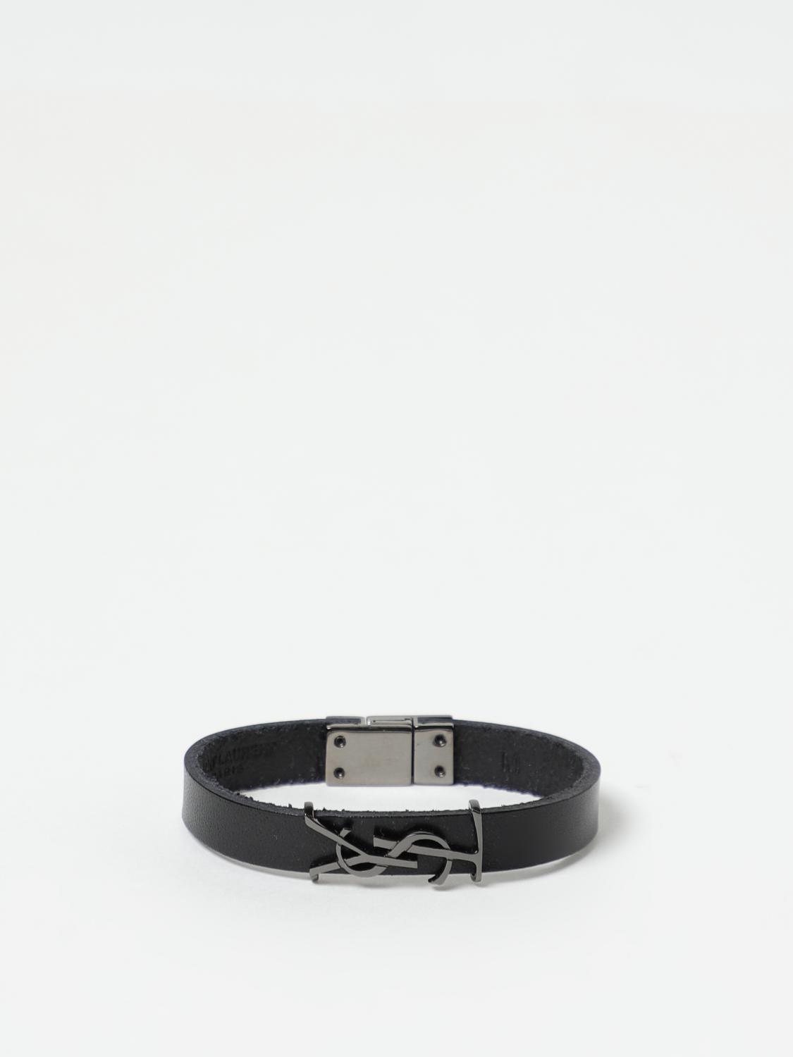 YVES SAINT LAURENT / バングル/レザー/SLV/メンズ SAINT LAURENT: leather bracelet with monogram - Black | Saint