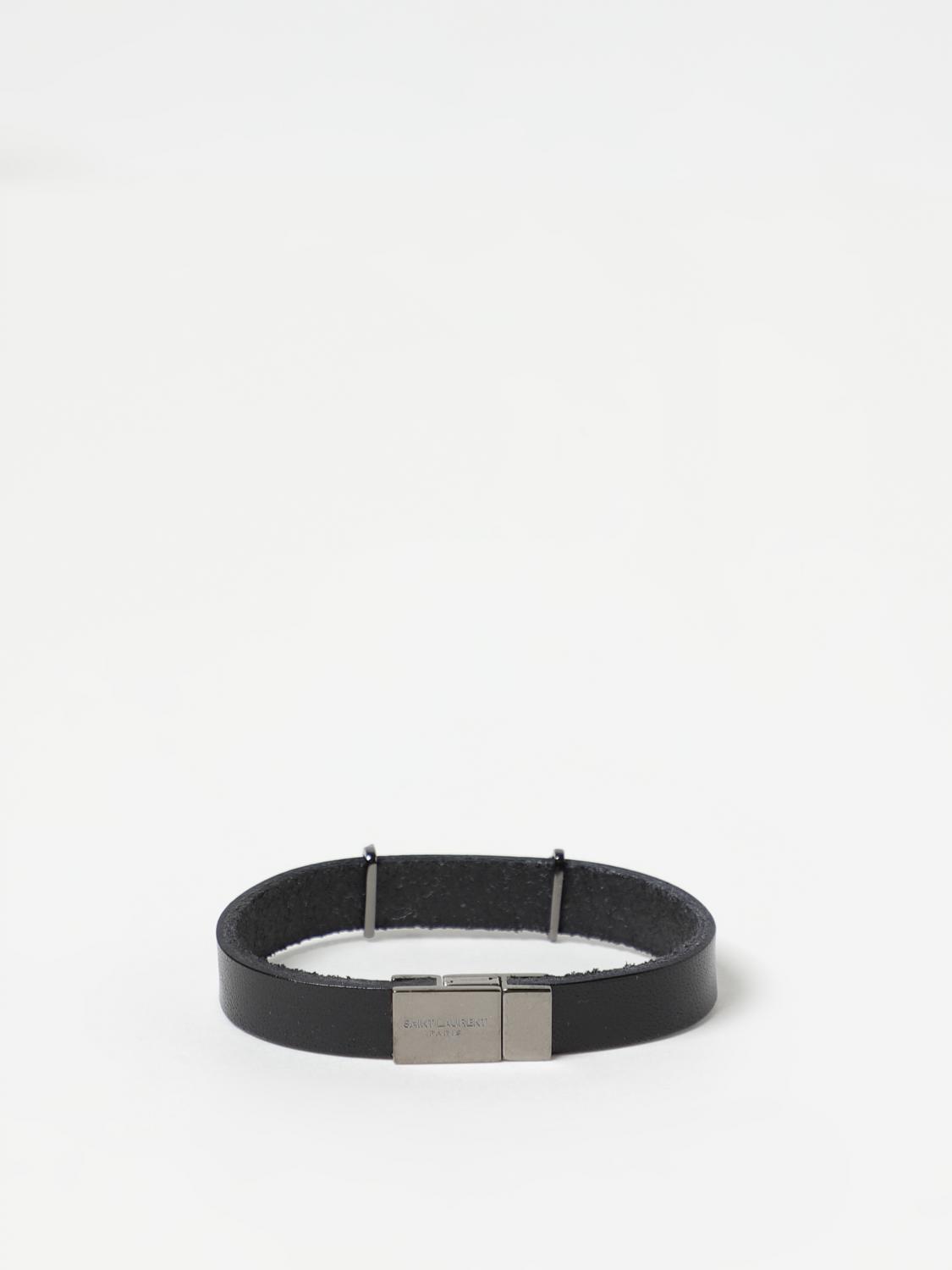YVES SAINT LAURENT / バングル/レザー/SLV/メンズ SAINT LAURENT: leather bracelet with monogram - Black | Saint