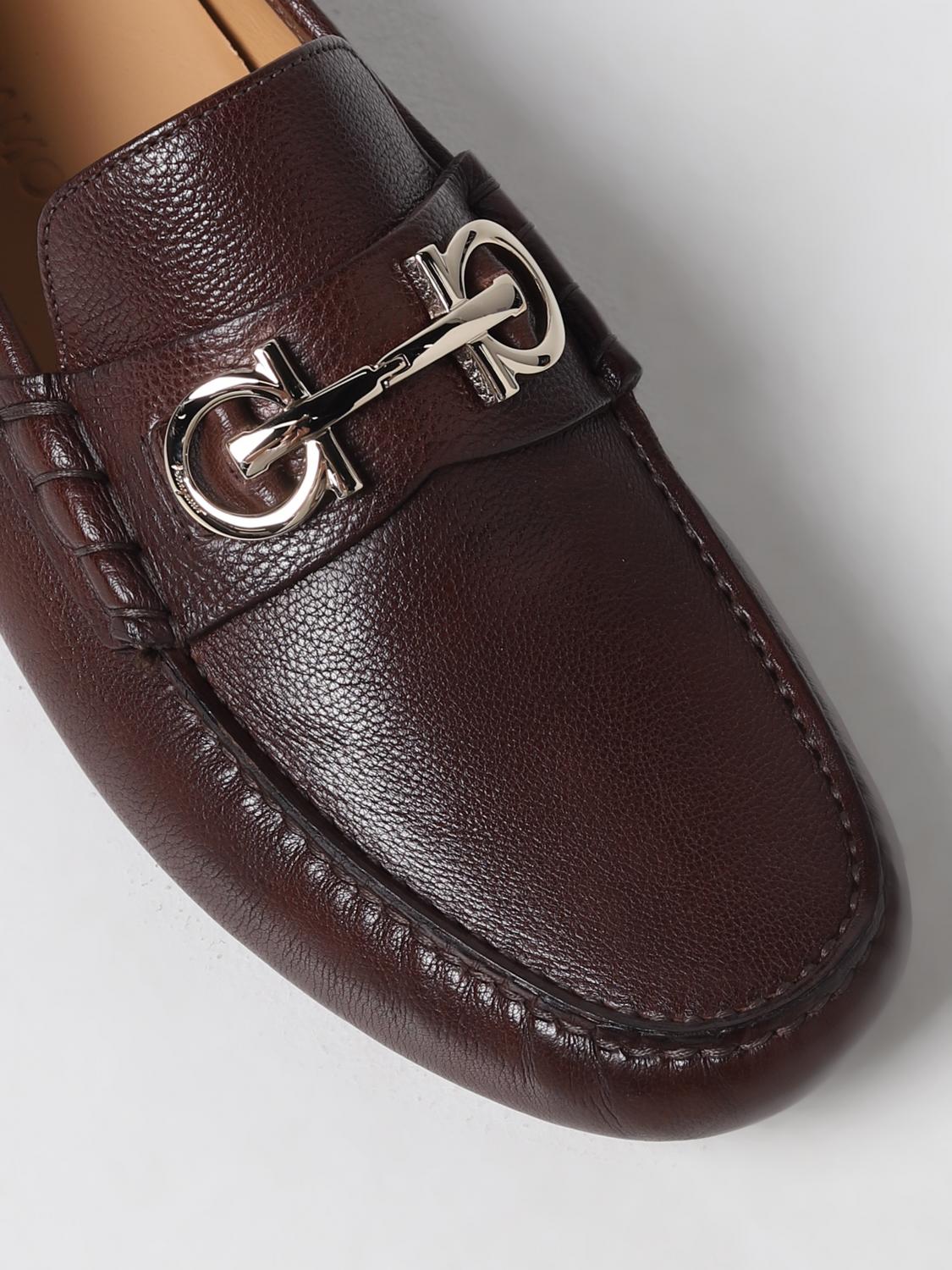 FERRAGAMO: Grazioso leather loafers with Gancini - Red
