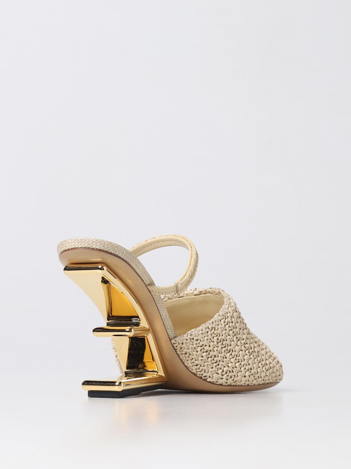 FENDI◇バケットヒールサンダル/35.5/ブラック/レザー