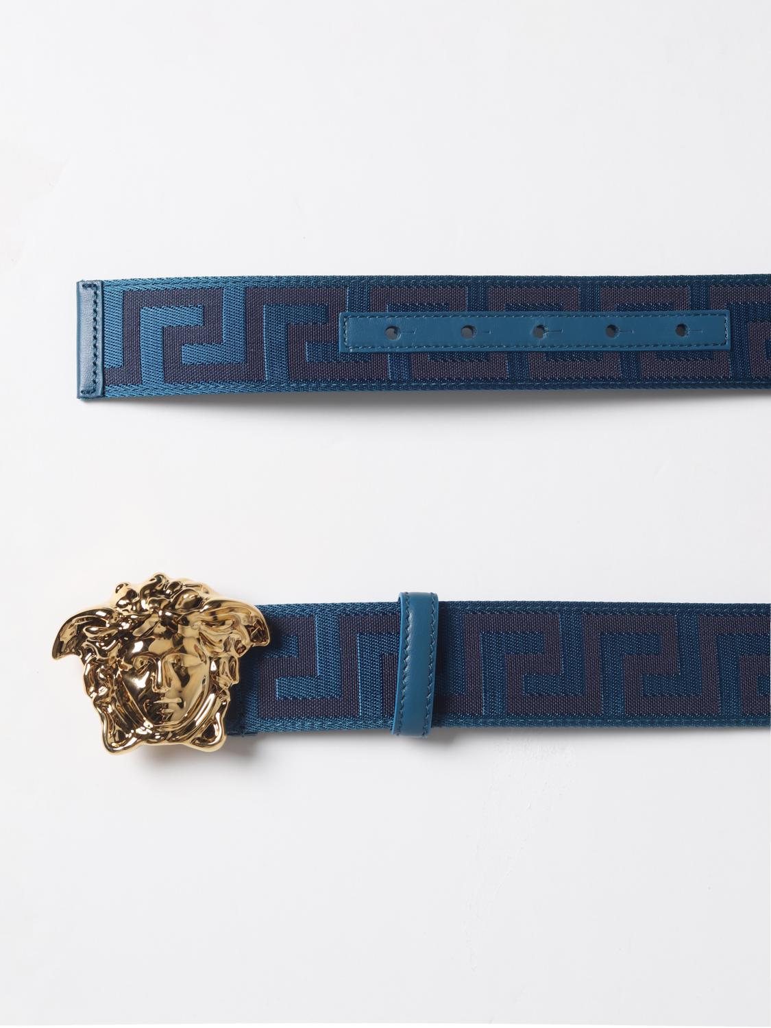 VERSACE BELT: Versace La Mesusa belt in jacquard fabric, Blue - Img 2