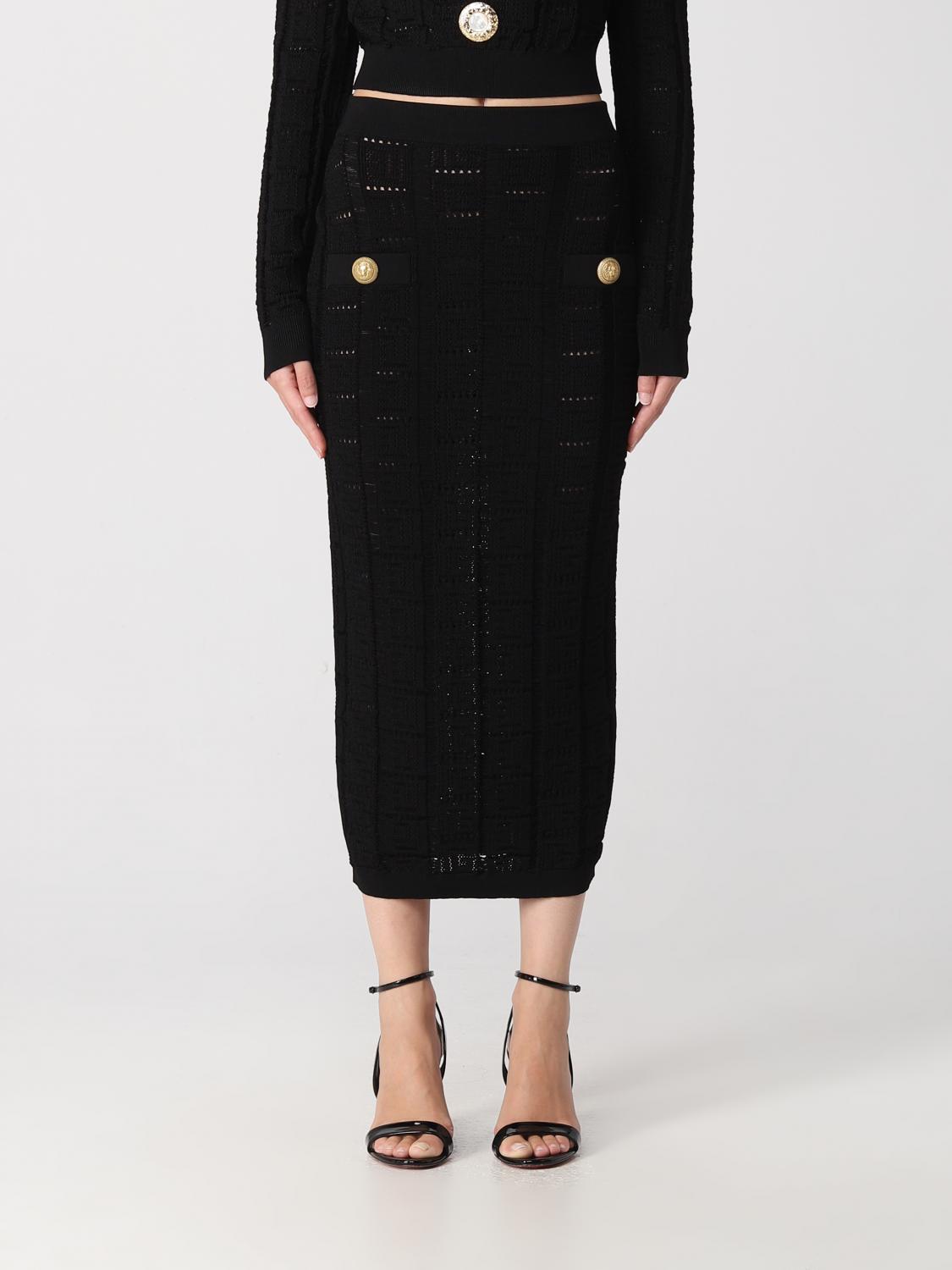 Balmain Black Viscose Blend Skirt