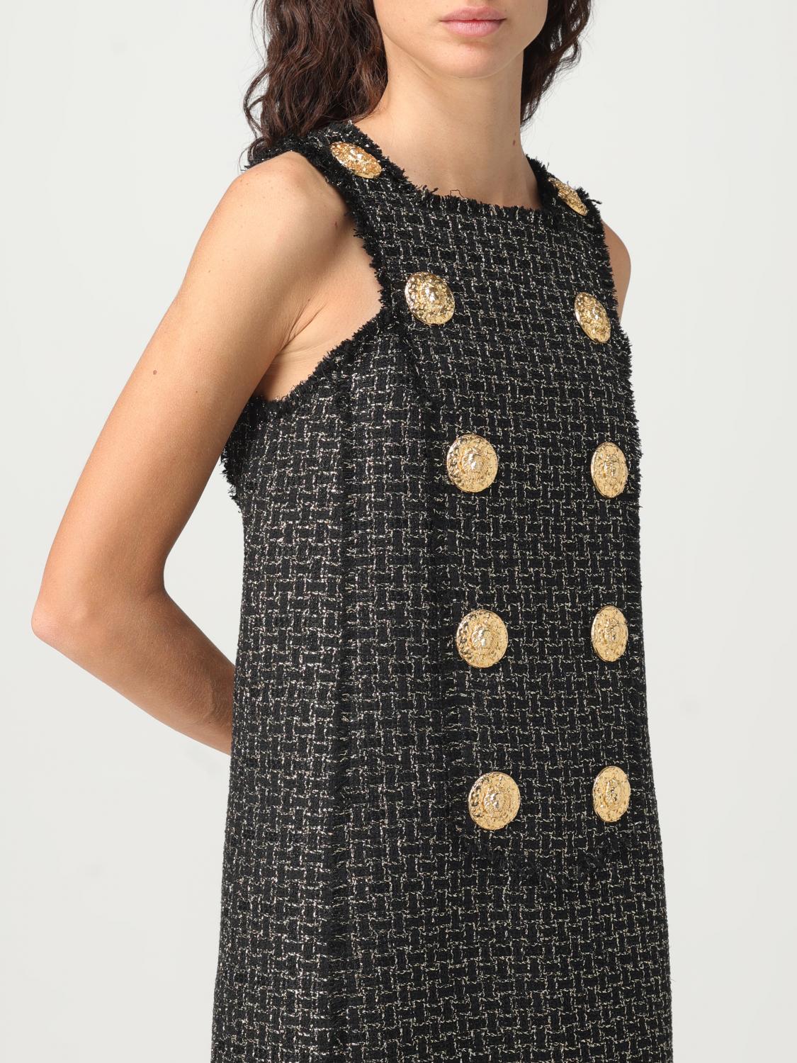 Balmain dress in lurex tweed - Black | BF1R5565VD57 | GIGLIO.COM