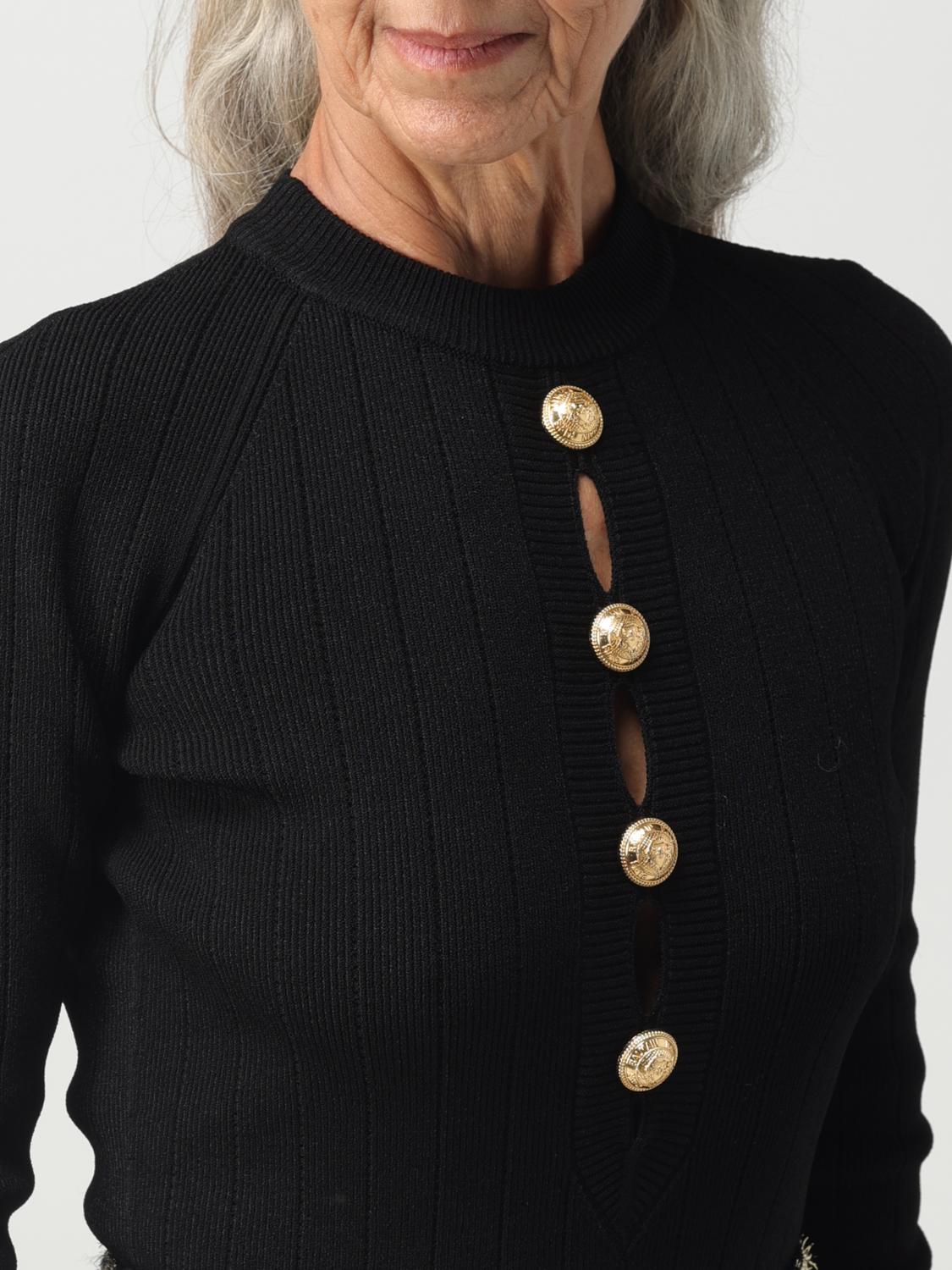 BALMAIN BODYSUIT: Balmain bodysuit in ribbed stretch knit, Black - Img 5