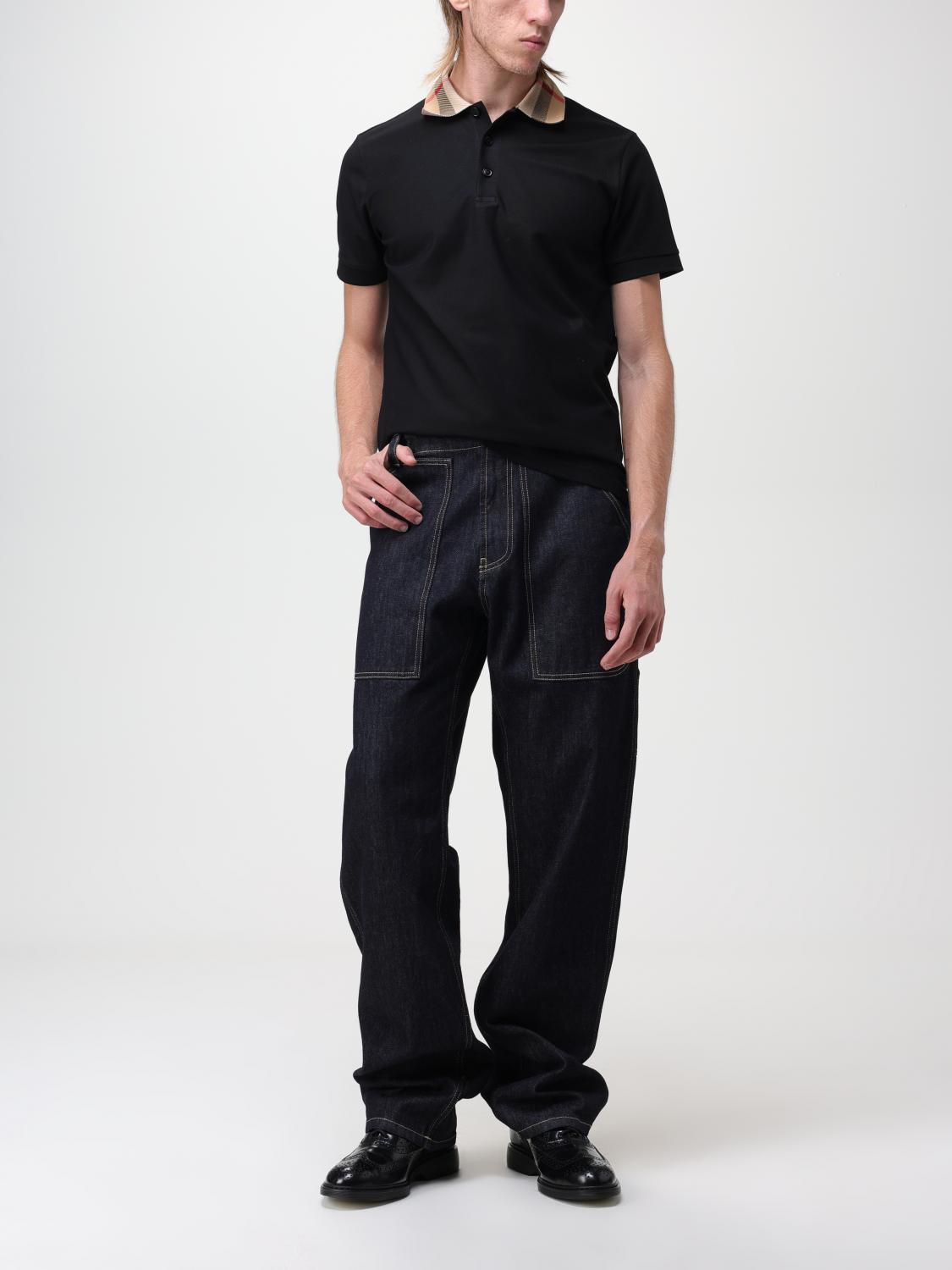 BURBERRY POLO: Polo Burberry de algodón con cuello a cuadros, Negro - Img 2