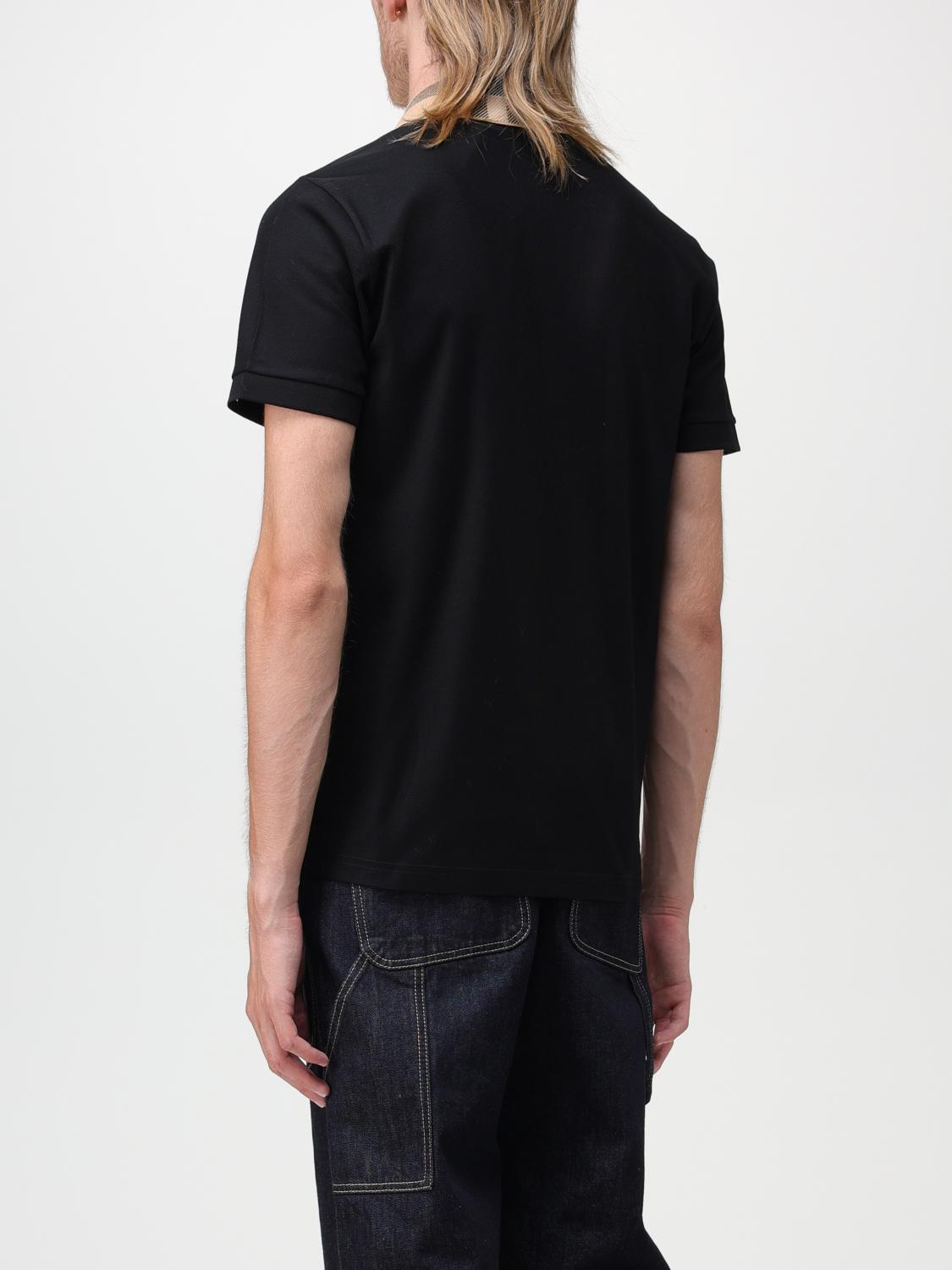BURBERRY POLO: Polo Burberry de algodón con cuello a cuadros, Negro - Img 3