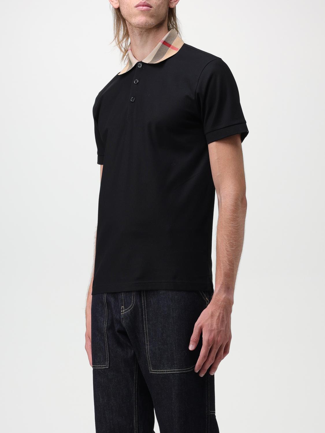 BURBERRY POLO: Polo Burberry de algodón con cuello a cuadros, Negro - Img 4