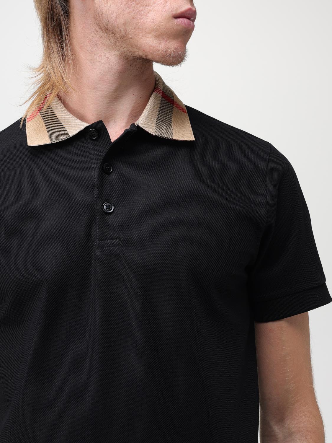 BURBERRY POLO: Polo Burberry de algodón con cuello a cuadros, Negro - Img 5