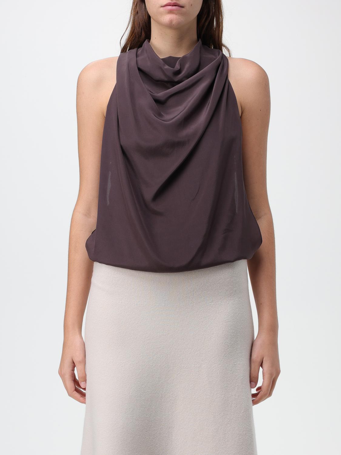LANVIN TOP: Top Lanvin in seta, Cacao - Img 1