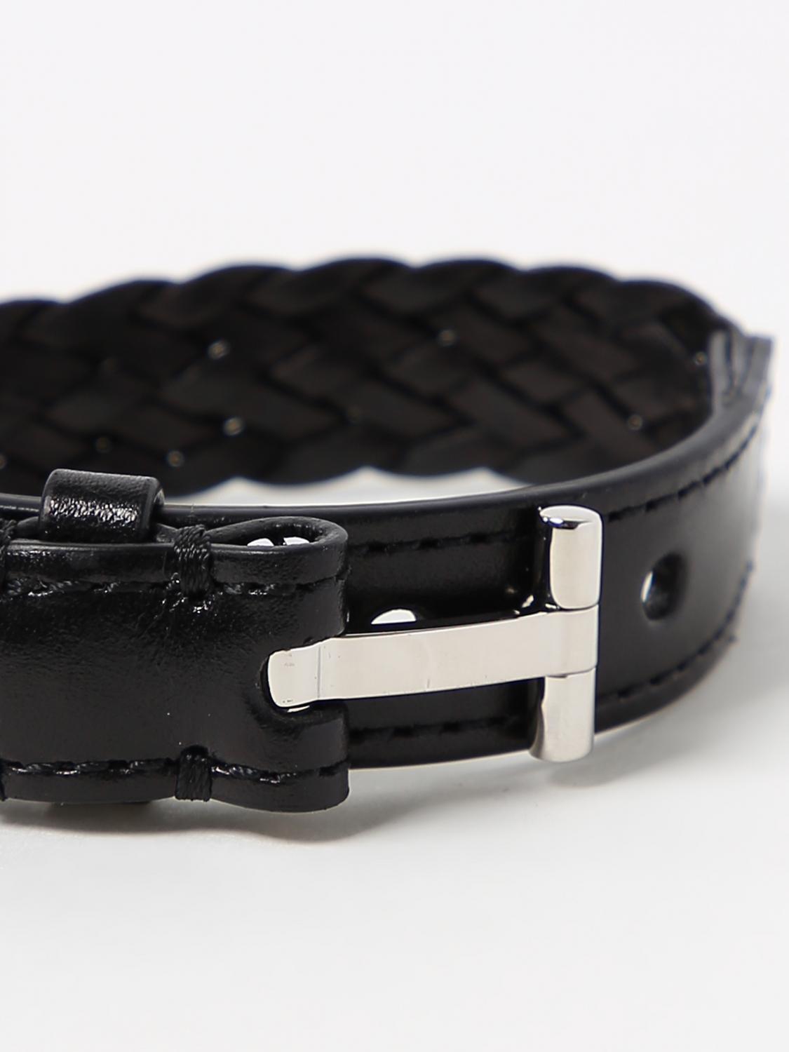 TOM FORD GIOIELLO: Bracciale Tom Ford in pelle intrecciata, Nero 1 - Img 2