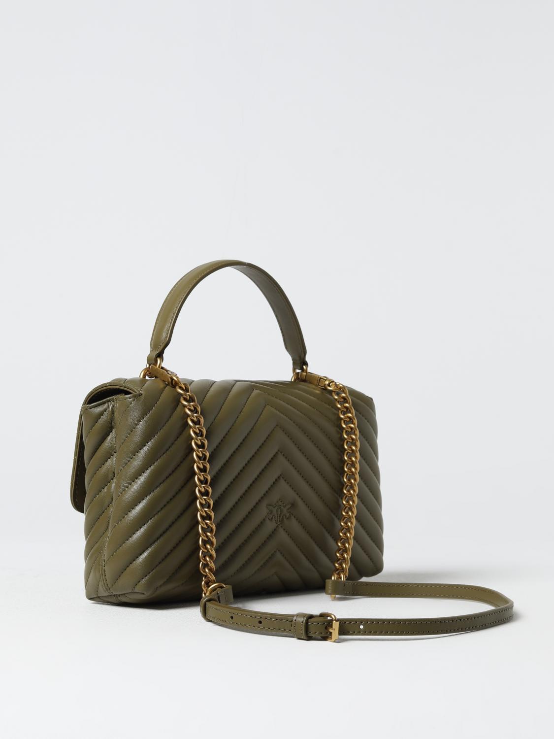 PINKO BORSA A MANO: Borsa Love Bag Puff Pinko in nappa trapuntata chevron , Verde - Img 2
