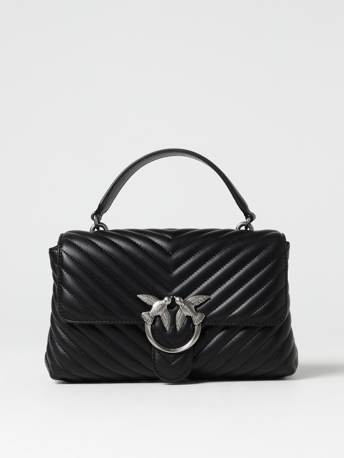 PINKO BORSA A MANO: Borsa Love Bag Puff Pinko in nappa trapuntata chevron , Nero 1 - Img 1