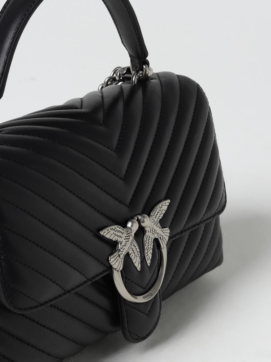 PINKO BORSA A MANO: Borsa Love Bag Puff Pinko in nappa trapuntata chevron , Nero 1 - Img 3