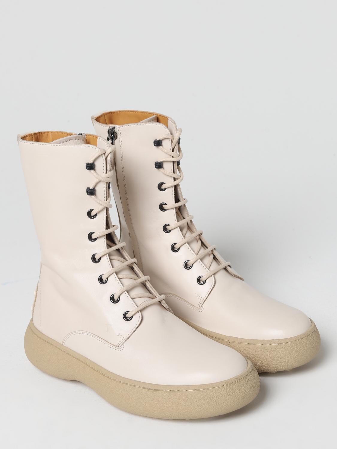 TOD'S FLACHE STIEFELETTEN: Stiefel damen Tod's, Cream - Img 2