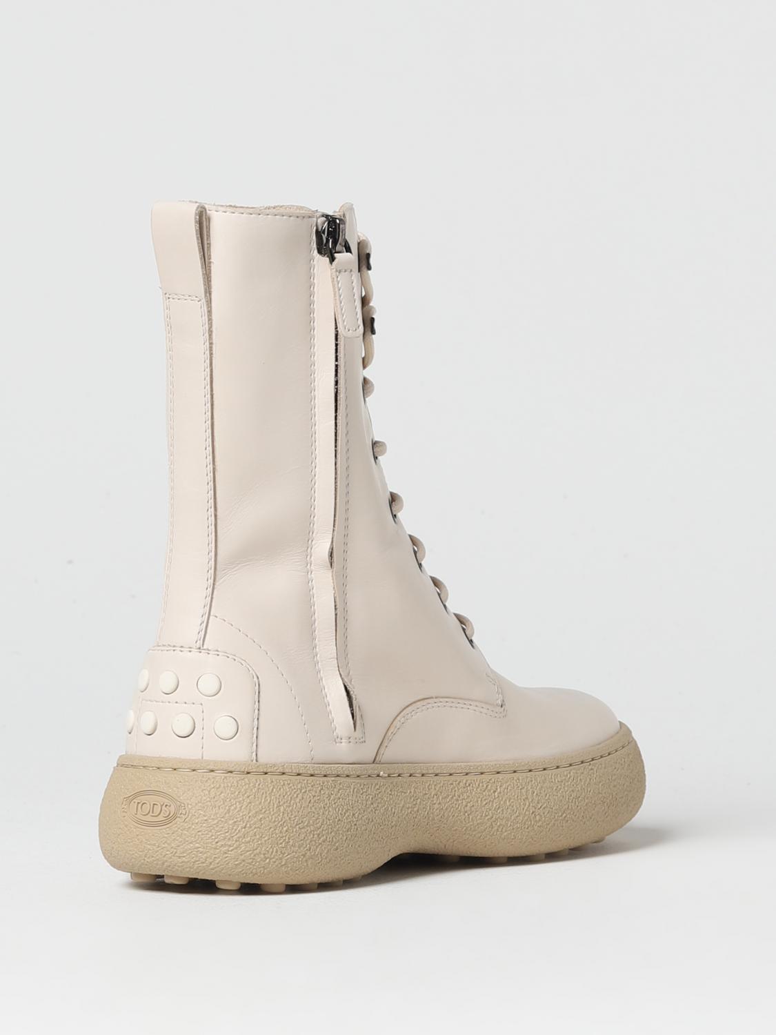 TOD'S FLACHE STIEFELETTEN: Stiefel damen Tod's, Cream - Img 3