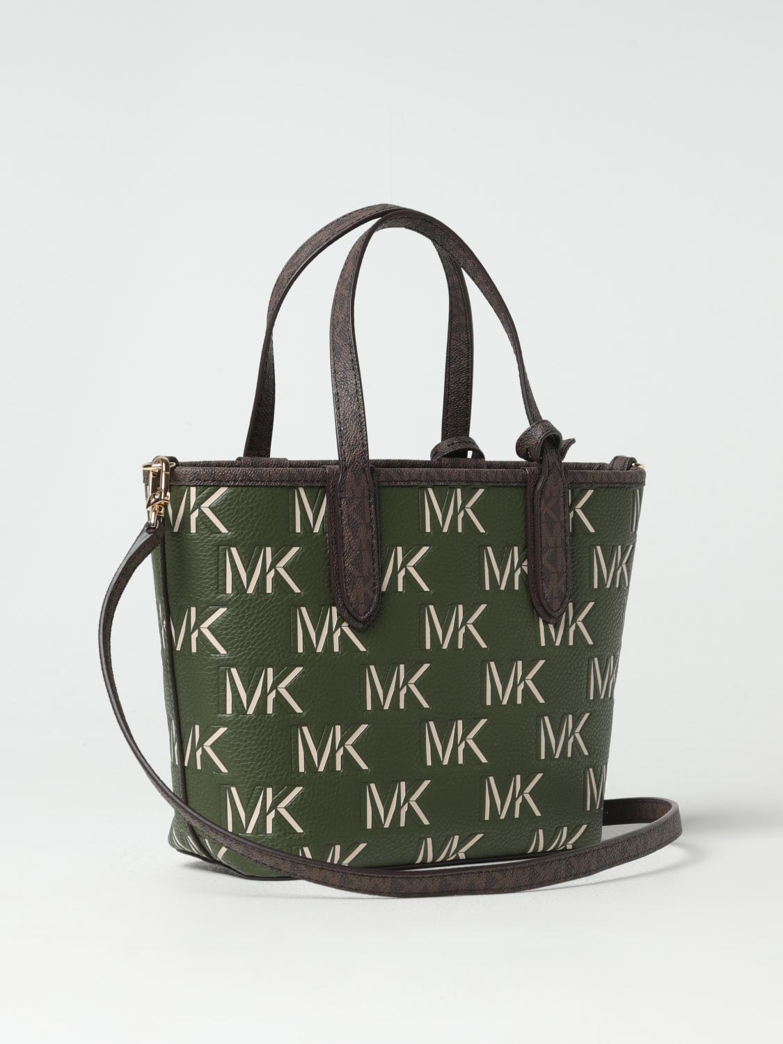 MICHAEL KORS BORSA A MANO: Borsa Eliza Michael Kors in pelle a grana con monogram MK all over, Verde - Img 2