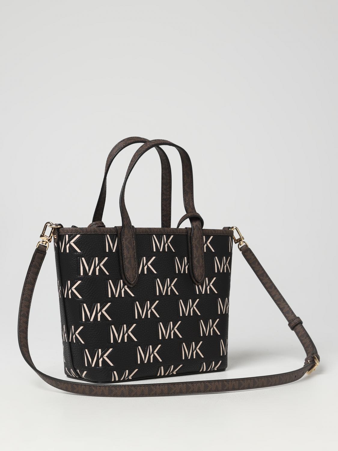 MICHAEL KORS BORSA A MANO: Borsa Eliza Michael Kors in pelle a grana con monogram MK all over, Marrone - Img 2