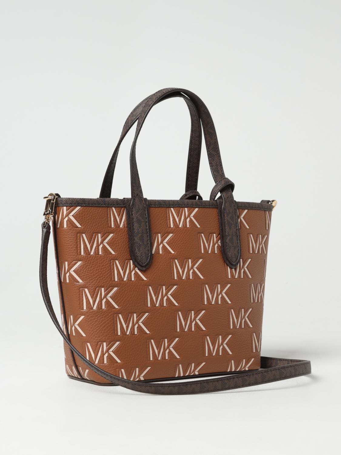 MICHAEL KORS BORSA A MANO: Borsa Eliza Michael Kors in pelle a grana con monogram MK all over, Caffe - Img 2
