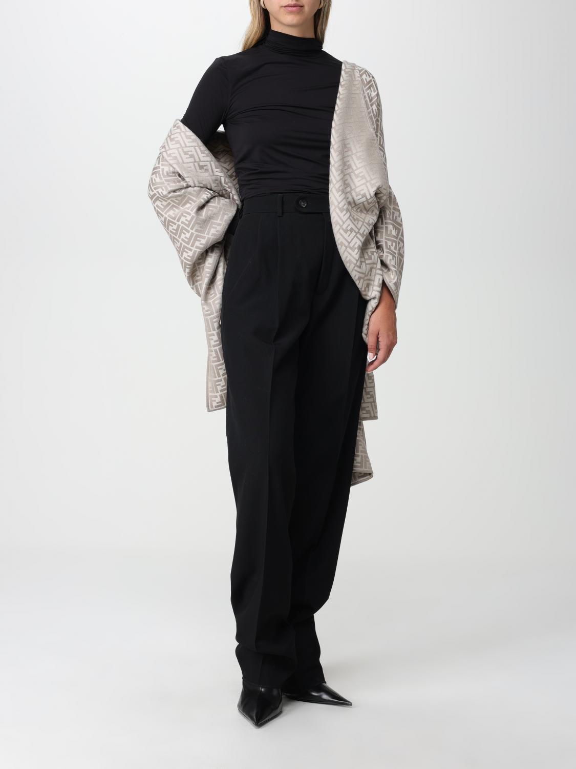 FENDI: poncho in wool and silk blend with FF jacquard