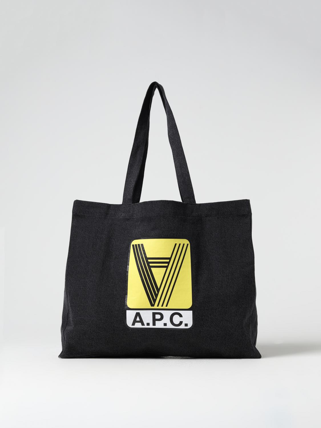A.P.C. BORSA TOTE: Borse Diane A.P.C. in denim di cotone, Nero - Img 1