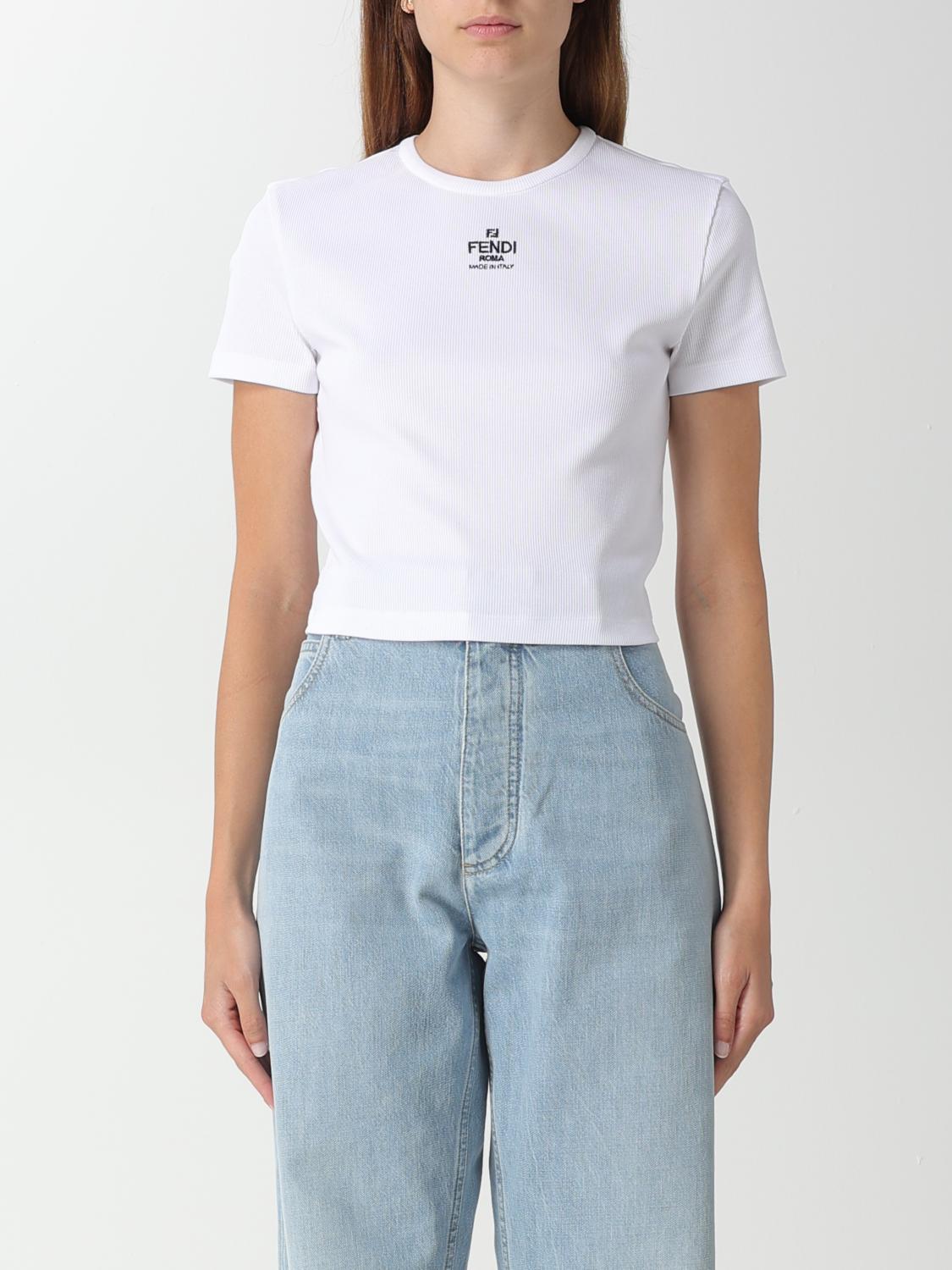 FENDI T-SHIRTS: T-shirt Fendi in cotone, Bianco - Img 1