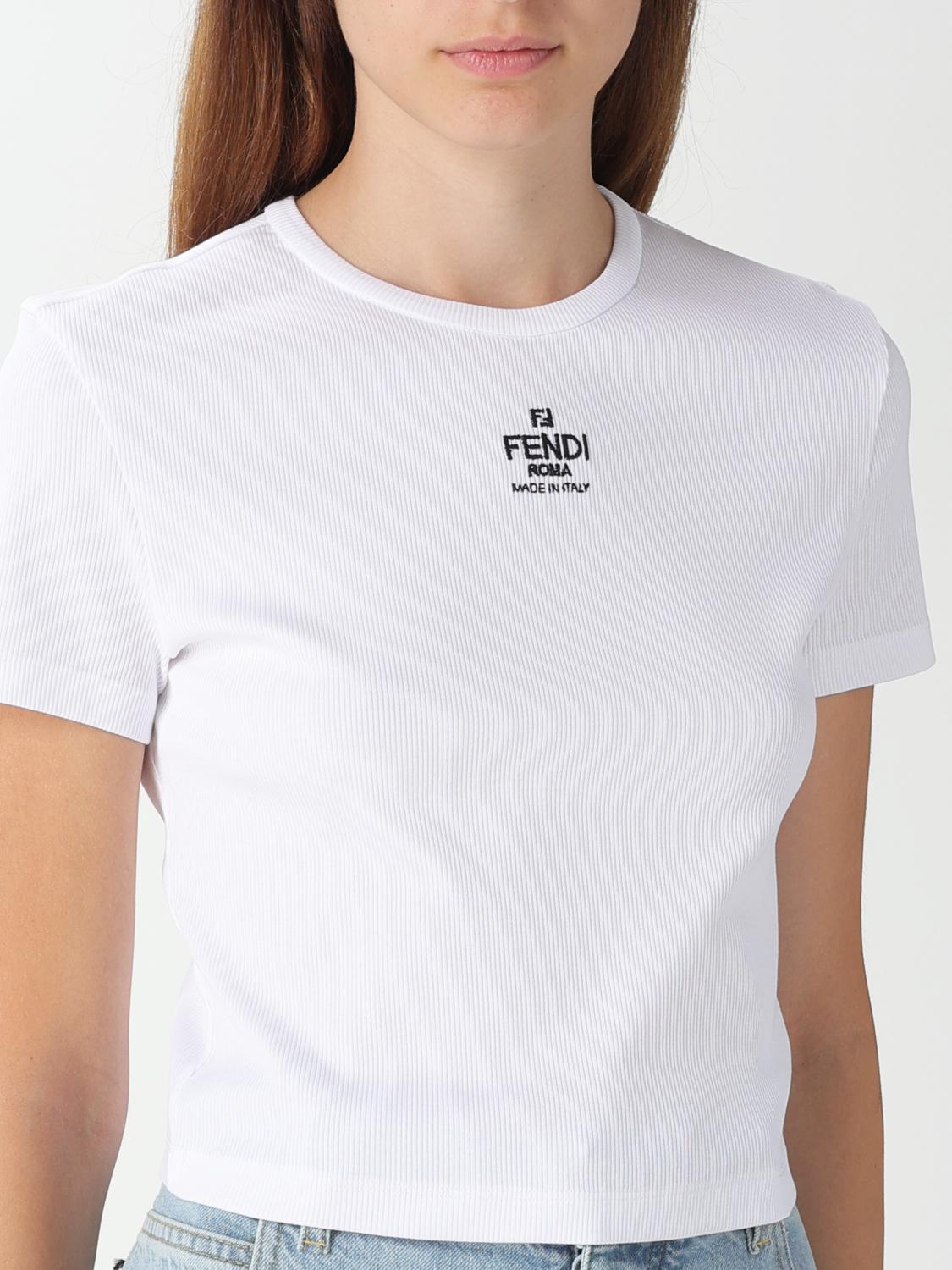 FENDI T-SHIRTS: T-shirt Fendi in cotone, Bianco - Img 4