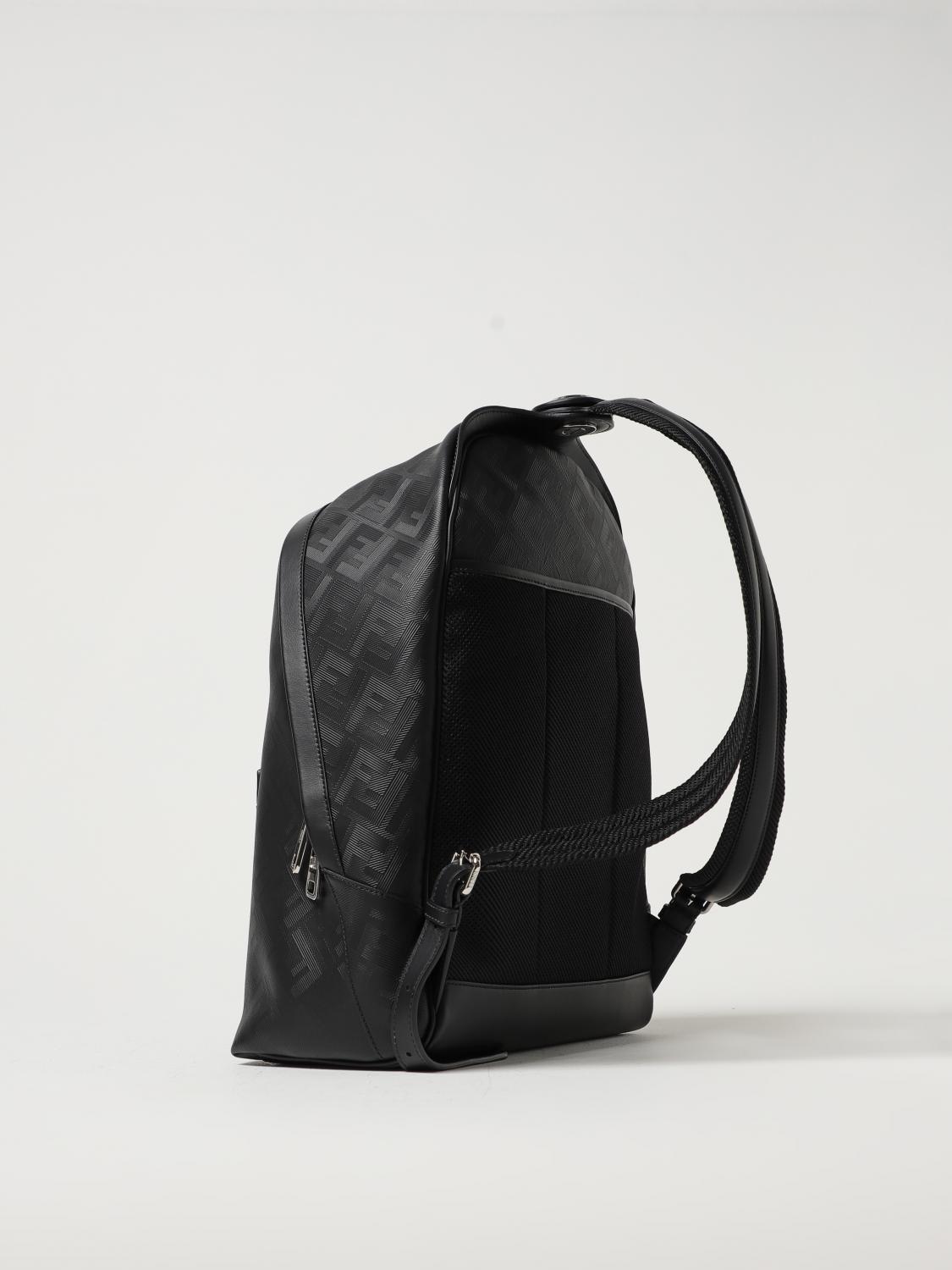 FENDI BACKPACK: Fendi leather backpack with all over pattern, Black - Img 2