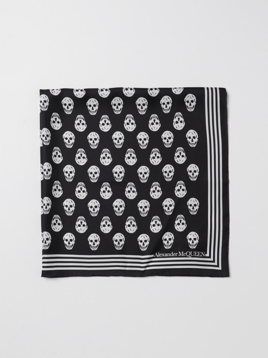 McQueen silk scarf with print - Black | 5909293001Q | GIGLIO.COM