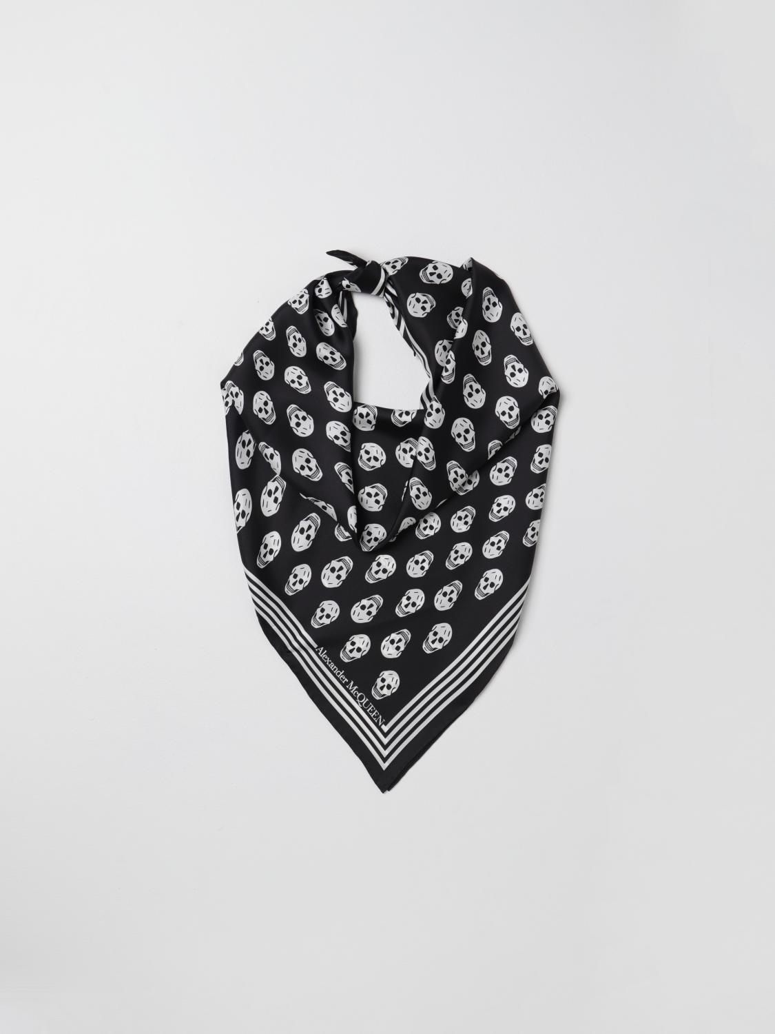 McQueen silk scarf with print - Black | 5909293001Q | GIGLIO.COM