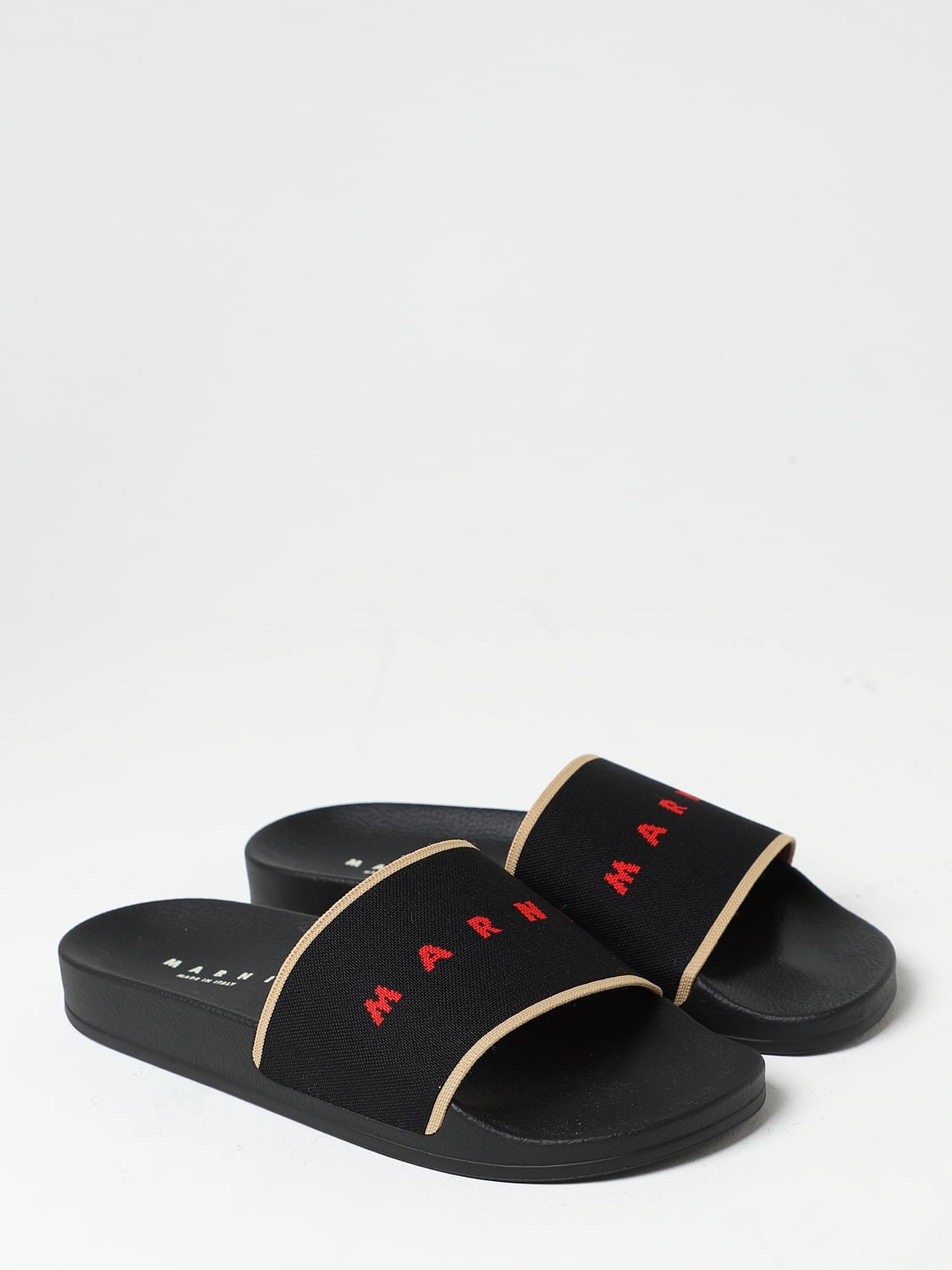 MARNI SANDALS: Marni slides in jacquard fabric and rubber, Black - Img 2