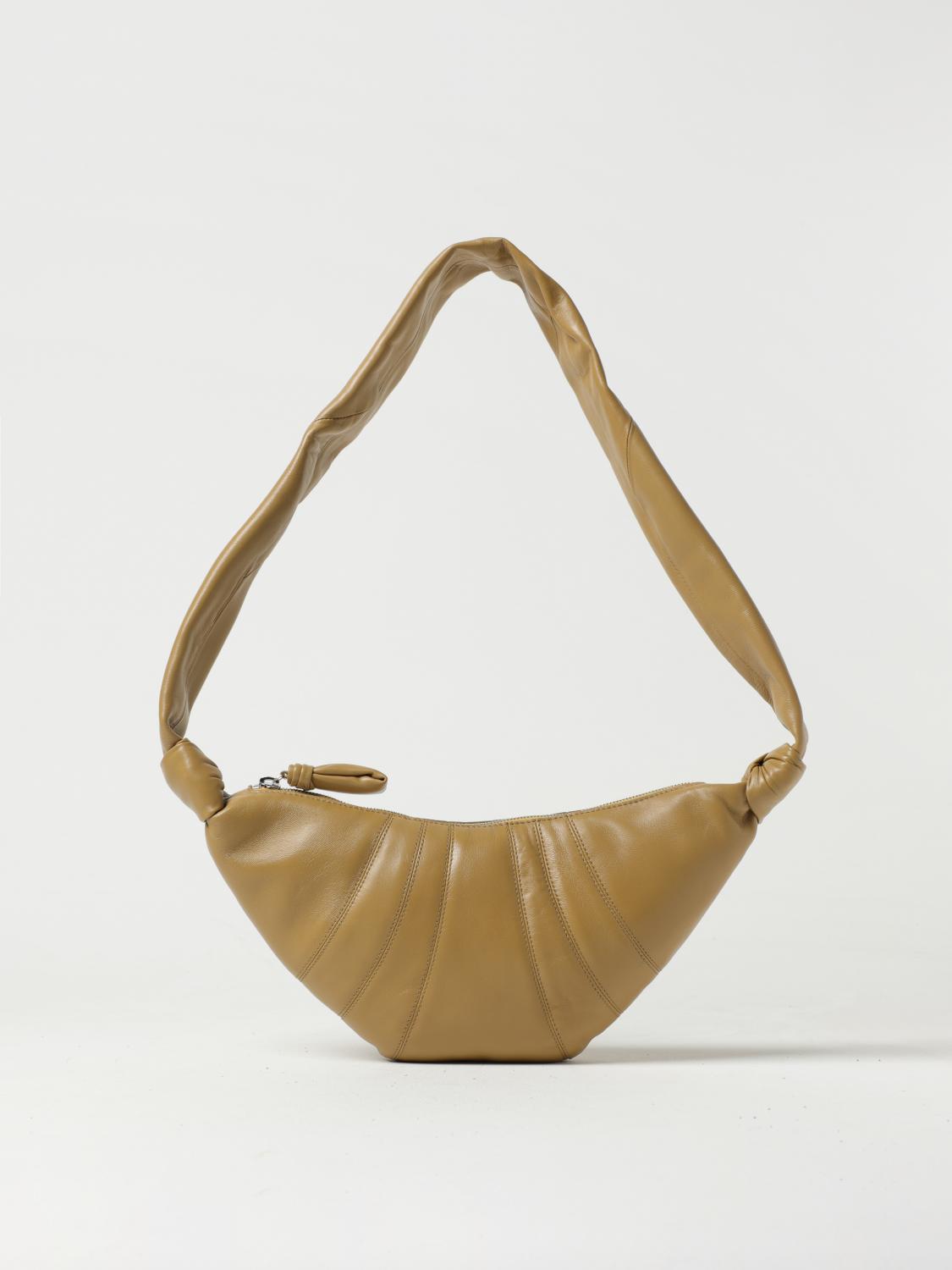 LEMAIRE BORSA A SPALLA: Borsa Croissant Lemaire in nappa trapuntata, Kaki - Img 1