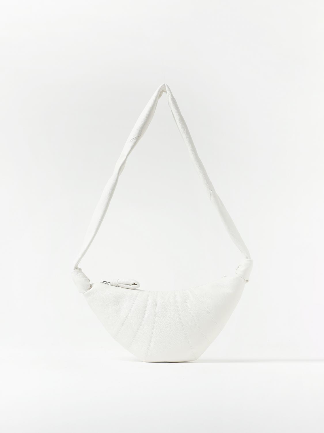 LEMAIRE BORSA A SPALLA: Borsa Croissant Lemaire in pelle trapuntata, Avorio - Img 1