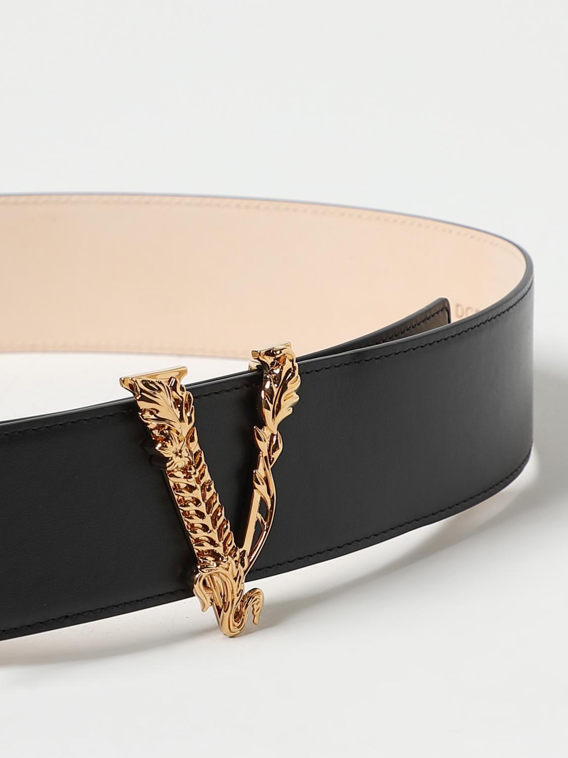 Versace leather belt with Virtus buckle - Black | DCDH223DV3T