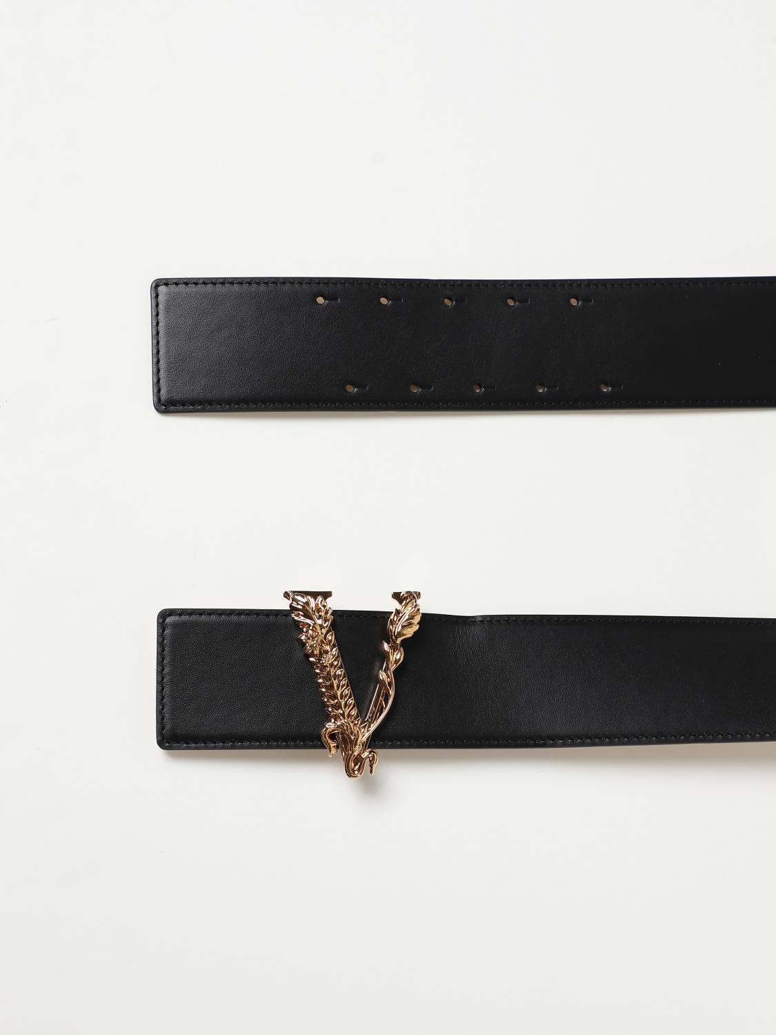 Versace leather belt with Virtus buckle - Black | DCDH223DV3T