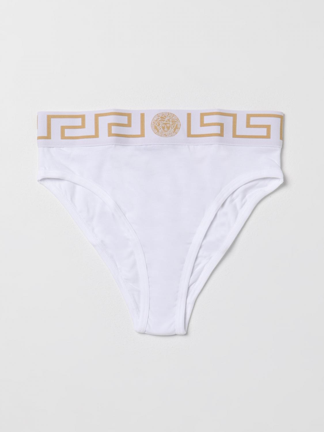VERSACE INTIMO: Slip Versace in cotone stretch con Greca, Bianco - Img 1