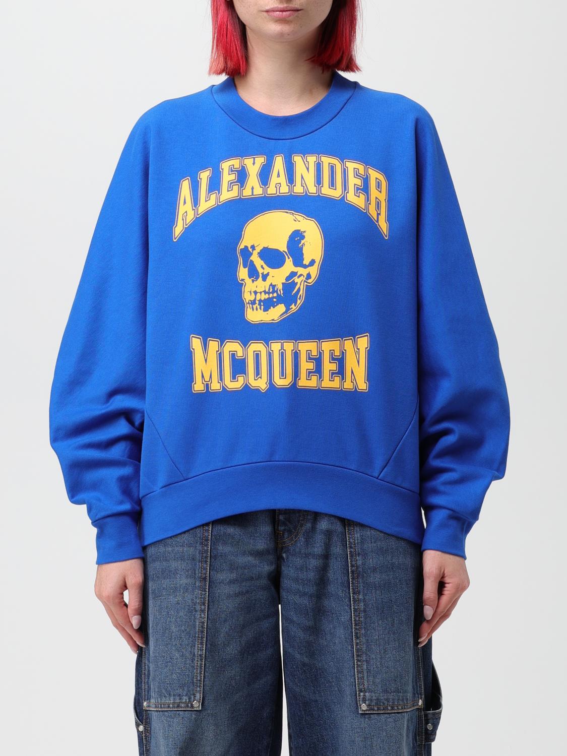 ALEXANDER MCQUEEN: cotton sweatshirt with logo print - Blue